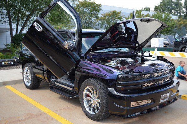 customized chevy silverado with scissor doors