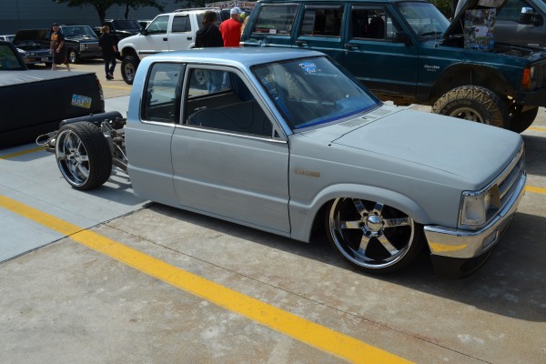 custom lowrider sport truck with bed removed