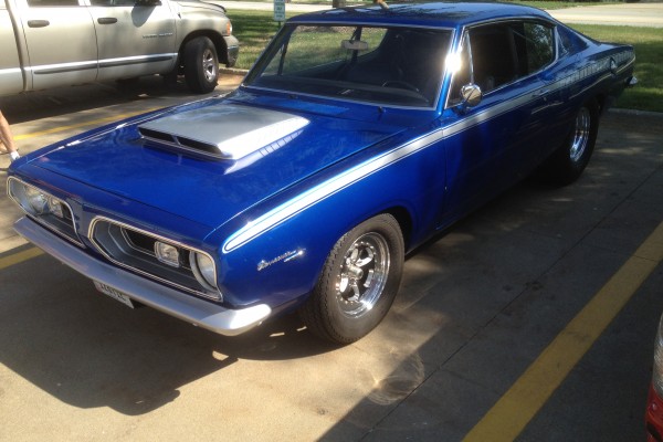1967 Plymouth Barracuda, in parking lot