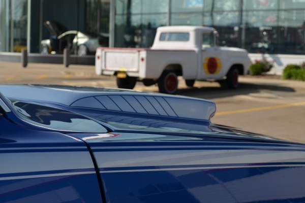 1967 Plymouth Barracuda, close up of hood scoop