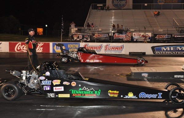Austin Johnson at drag race starting line