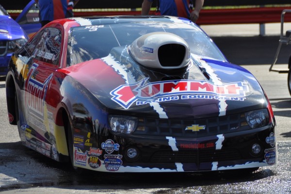 summit racing pro stock camaro prior to a drag race