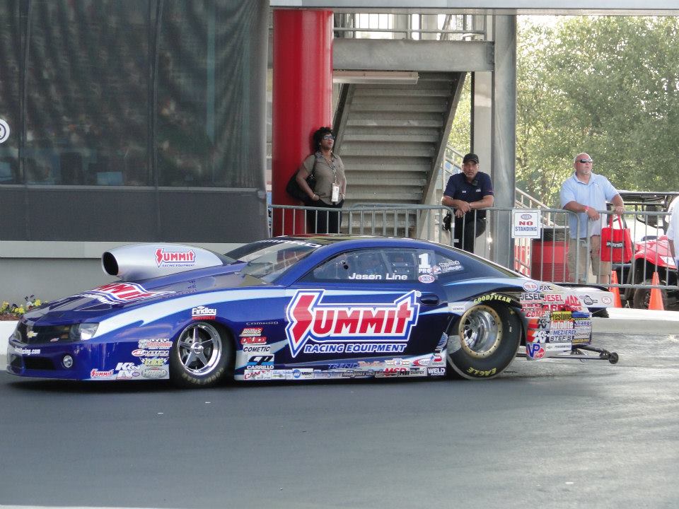 Jason Line in his nhra summit racing pro stock camaro, 2012