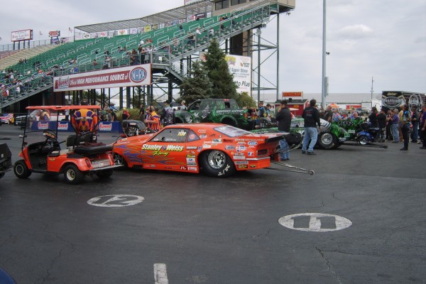 chevy camaro drag car staging before a race