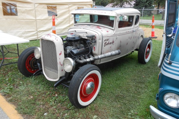 vintage ford five window hot rod highboy coupe