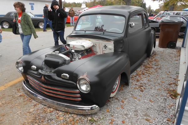 vintage prewar hot rod coupe with pinstripes