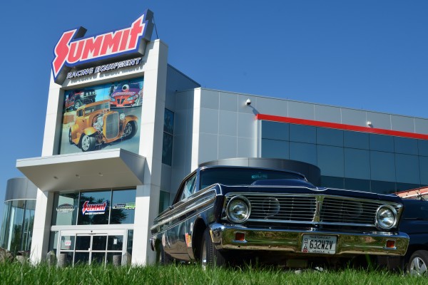 1965 Ford Falcon at summit racing parking lot in akron ohio
