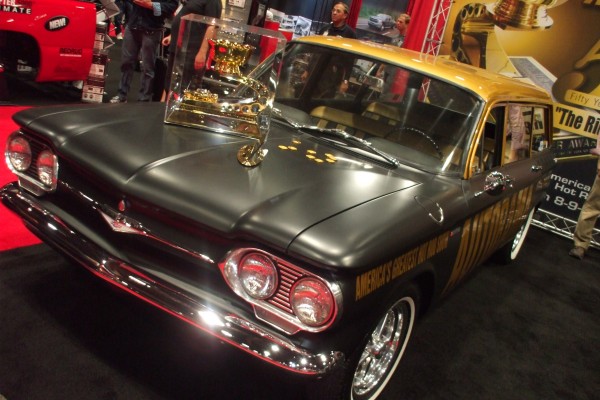 customized corvair wagon on display at 2012 SEMA show