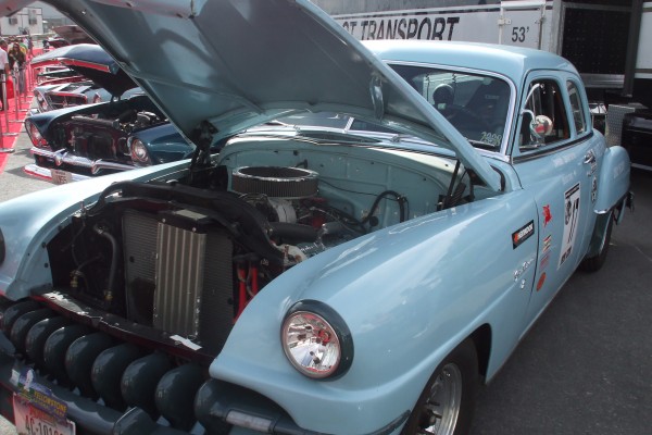 vintage mopar nostalgia race car on display at 2012 SEMA show