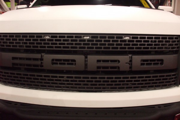 close up of a ford truck grille