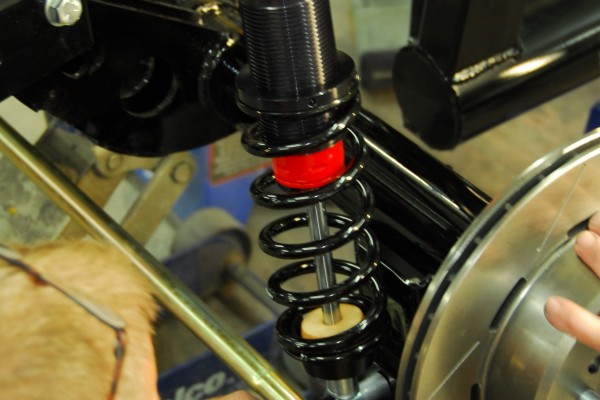 installing a coilover shock onto a cobra kit car