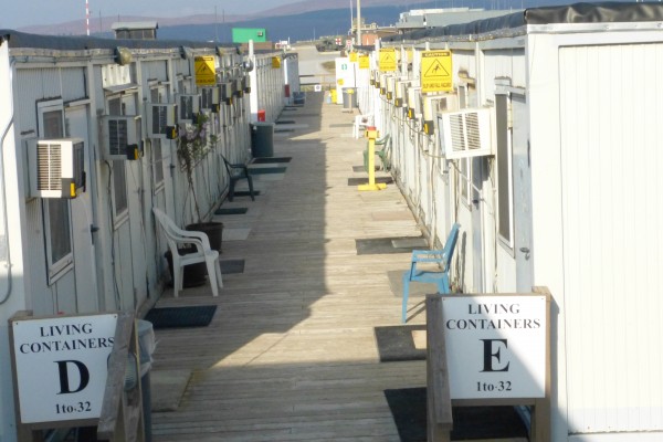 row of living spaces in military overseas base