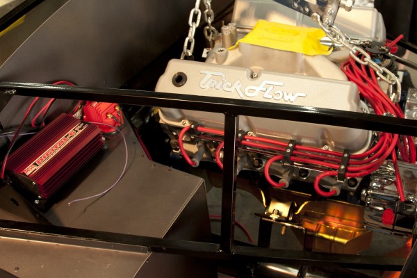 close up of msd box installed in a cobra kit car