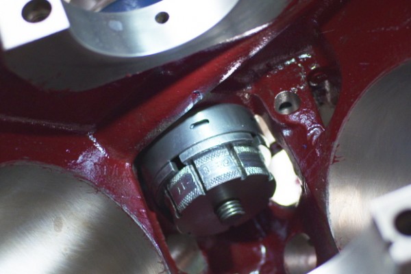 end of a camshaft installed in an engine