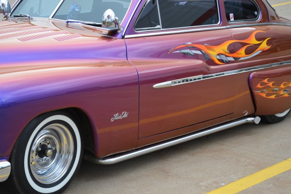 1950 Mercury lead sled emblem and lake pipes