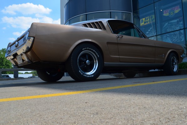1965 ford mustang fastback , rear quarter view