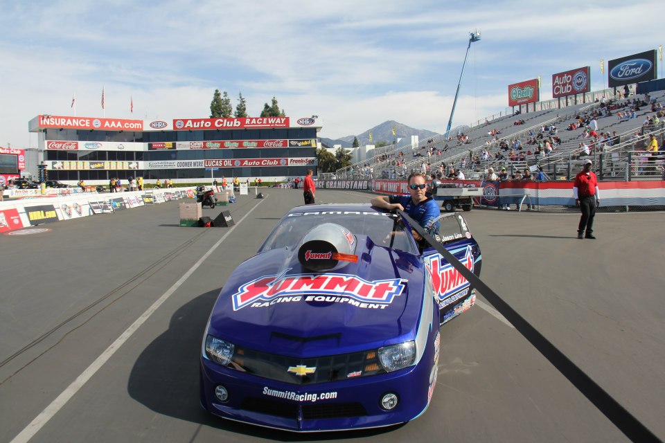 nhra pro stock driver Jason Line with camaro at Pomona