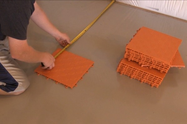 measuring prior to installing garage floor tiles
