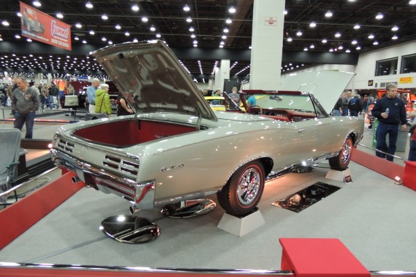 rear view of a pontiac gto convertible show car