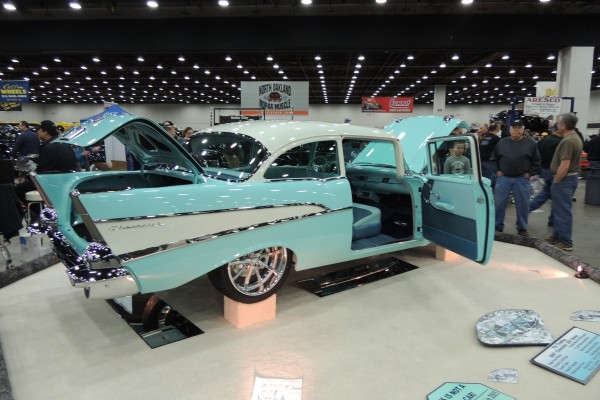 customized 1957 chevy post coupe show car