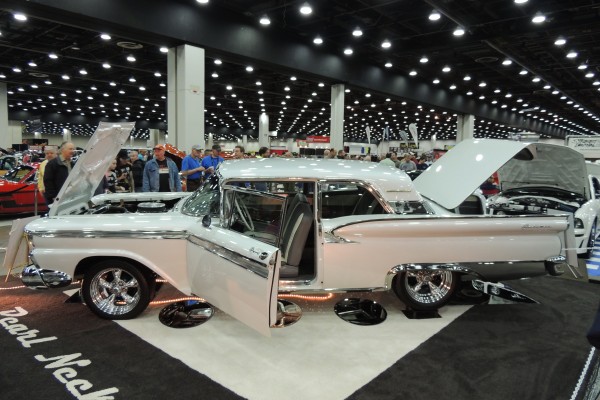 customized white ford thunderbird coupe show car