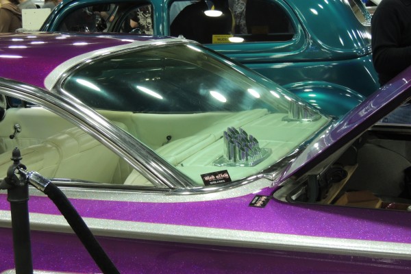 custom speaker horns in the back of a lowrider hot rod