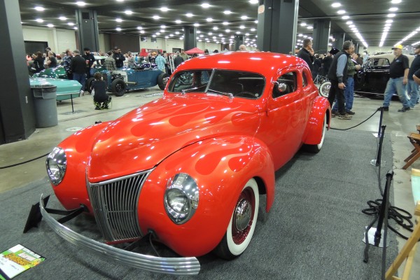 flamed prewar hot rod coupe