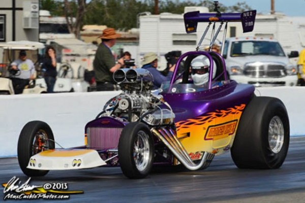 vintage dragster at the strip