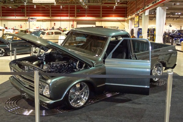 vintage Squarebody pickup truck at indoor car show display