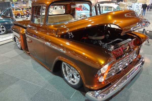 gold chevy 3100 custom show truck