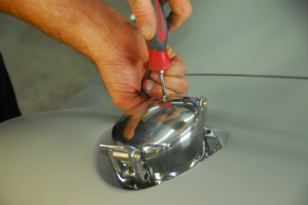 fitting gas cap onto a cobra kit car