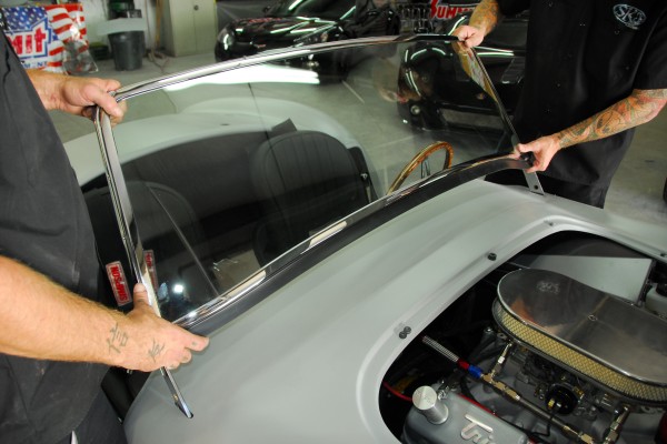 fitting a windshield onto a cobra kit car