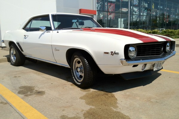 1969 chevy camaro z/28 in parking lot