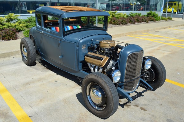 vintage ford hot rod coupe with desoto firedome v8