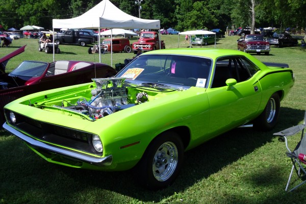 green plymouth barracuda custom drag car