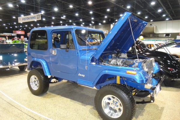 blue jeep cj-7 customized with tpi v8