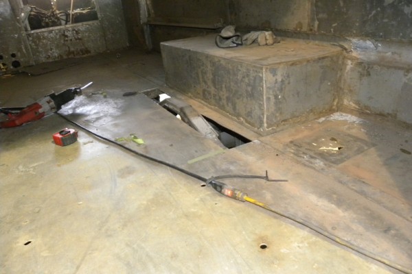 custom floor fabrication in vintage hot rod delivery truck