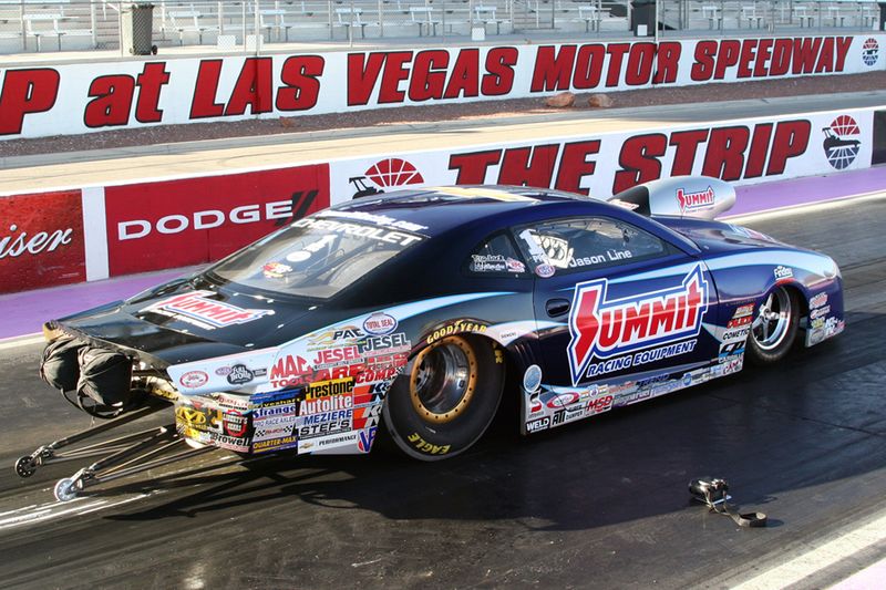 Jason Line's pro stock NHRA camaro at Las Vegas, 2013