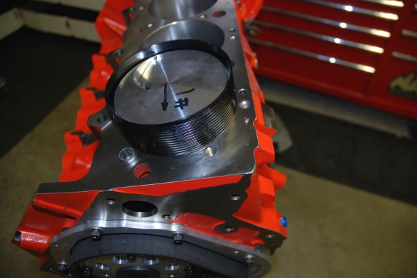 piston going into an engine block