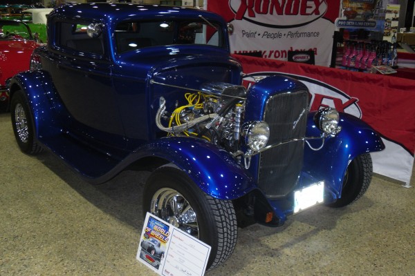 blue vintage ford street rod