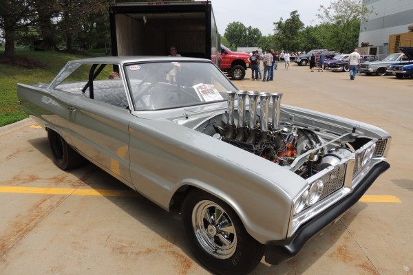 1966 Dodge Coronet drag car with velocity stack intake