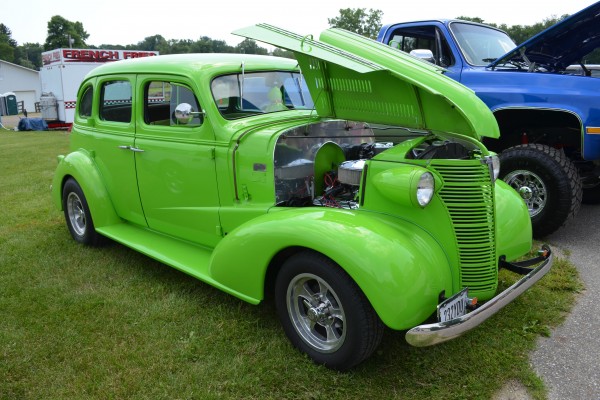 green hot rod prewar sedan