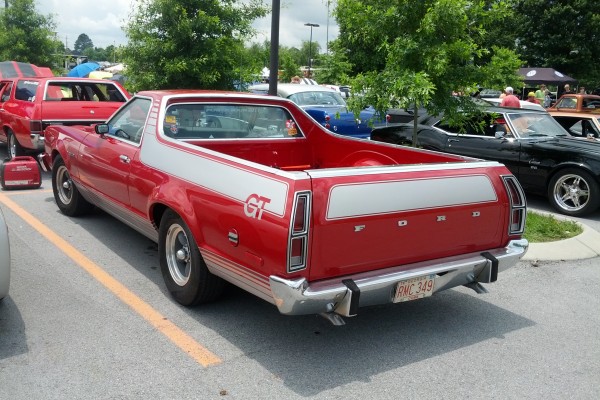 rear view of a 1974 ford ranchero gt