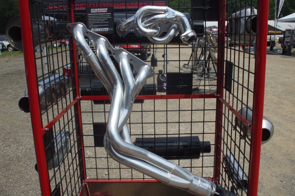 exhaust header display at automotive trade show