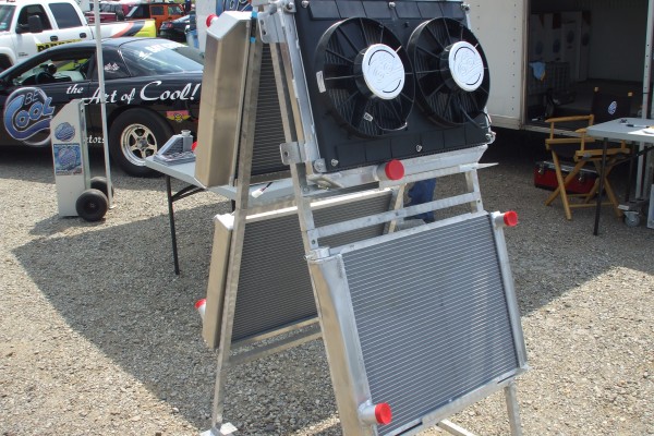 radiator and fan display at automotive trade show