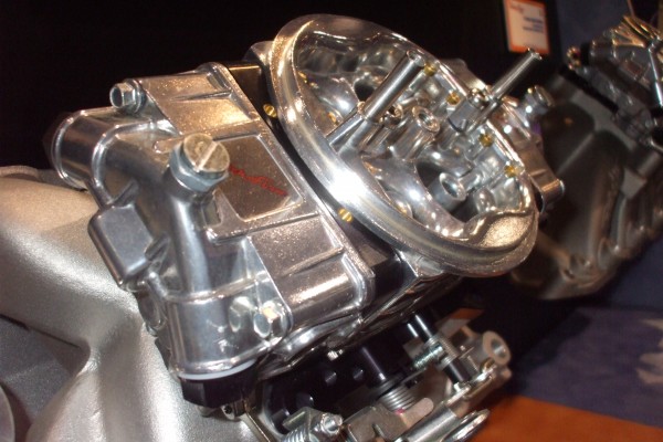 Trick Flow Specialties carburetor on display at automotive trade show