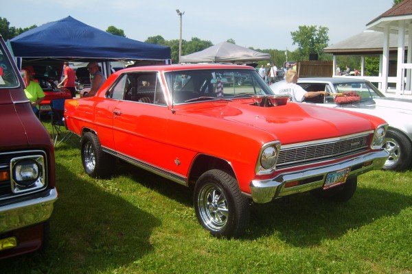 red straight axle chevy nova ii gasser coupe
