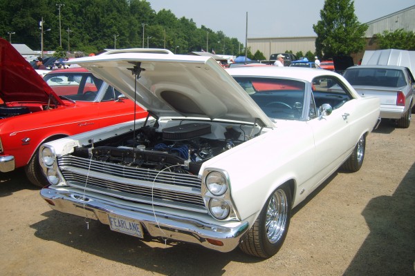 white ford fairlane muscle car at car show