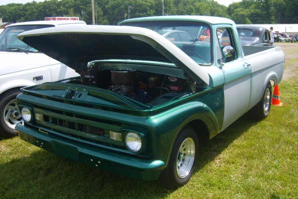 vintage pickup truck project at a car show