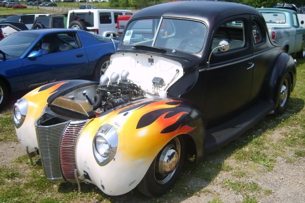 flamed vintage hot rod prewar coupe